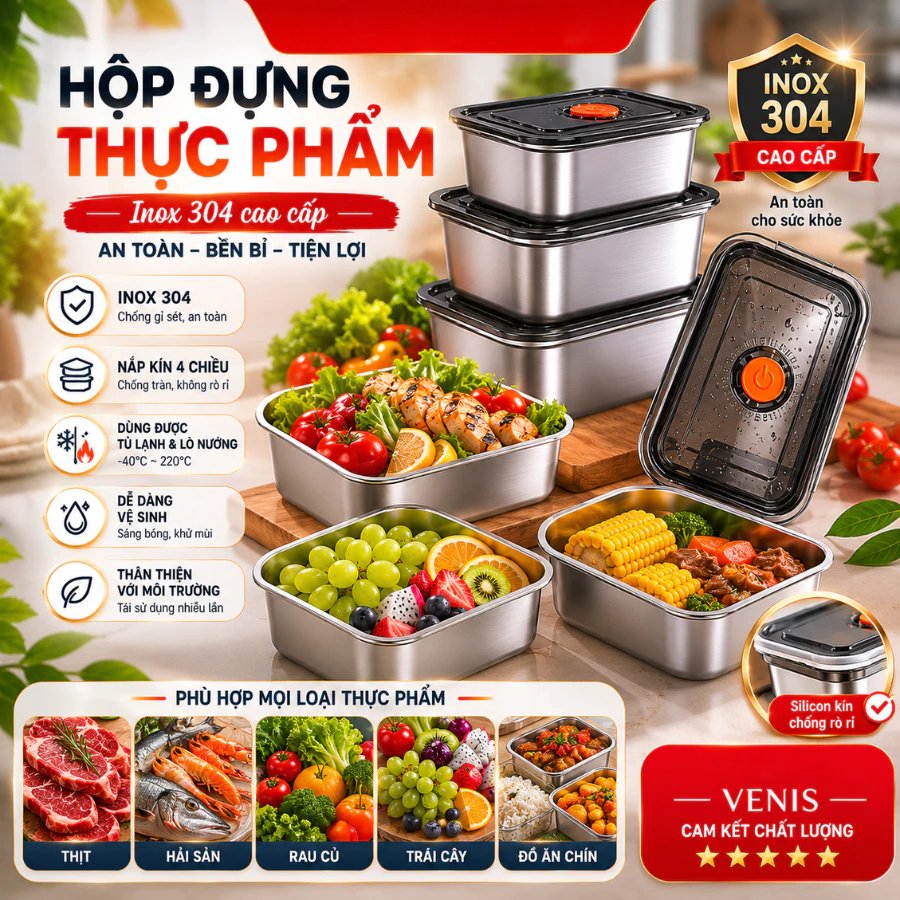 Bộ hộp đựng thực phẩm Inox 304